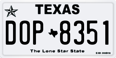 TX license plate DOP8351