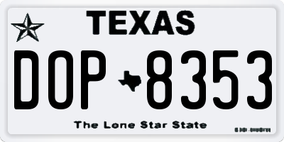 TX license plate DOP8353