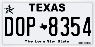 TX license plate DOP8354