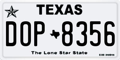 TX license plate DOP8356