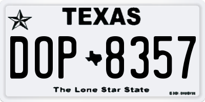 TX license plate DOP8357