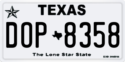 TX license plate DOP8358
