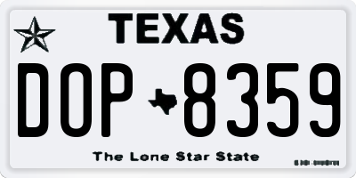 TX license plate DOP8359