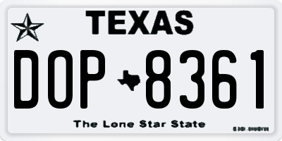TX license plate DOP8361