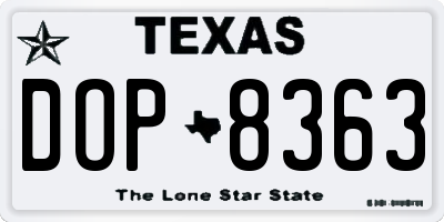TX license plate DOP8363