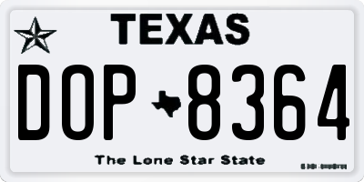 TX license plate DOP8364
