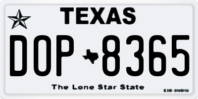 TX license plate DOP8365