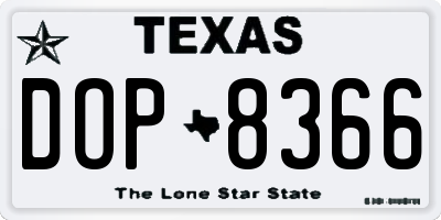 TX license plate DOP8366