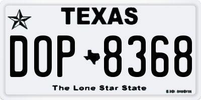 TX license plate DOP8368