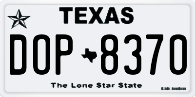 TX license plate DOP8370