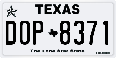TX license plate DOP8371