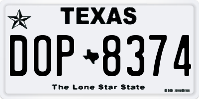 TX license plate DOP8374