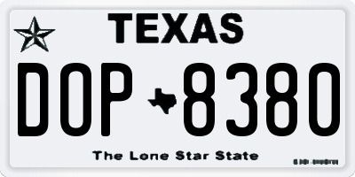 TX license plate DOP8380