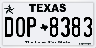 TX license plate DOP8383