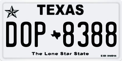 TX license plate DOP8388