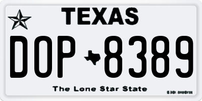 TX license plate DOP8389
