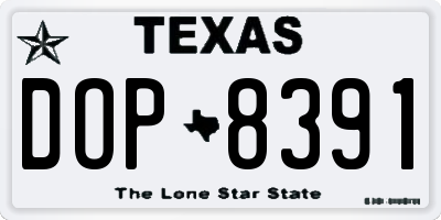 TX license plate DOP8391