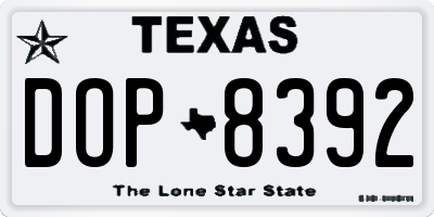 TX license plate DOP8392
