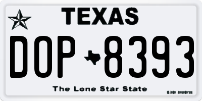 TX license plate DOP8393