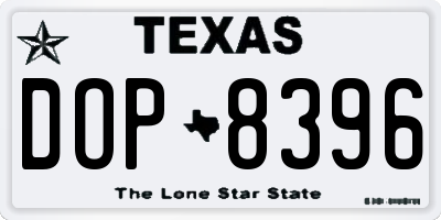 TX license plate DOP8396