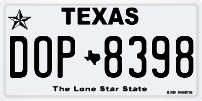 TX license plate DOP8398