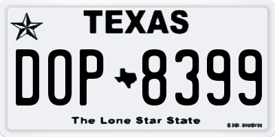 TX license plate DOP8399