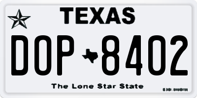 TX license plate DOP8402