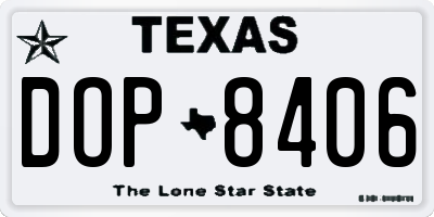 TX license plate DOP8406
