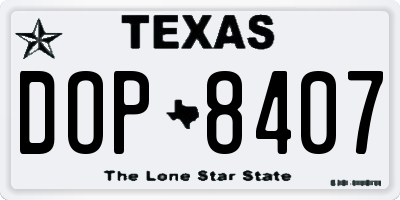 TX license plate DOP8407