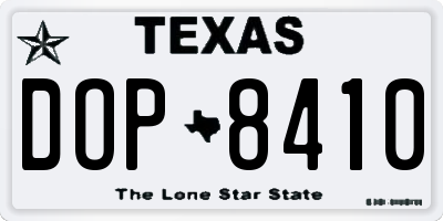 TX license plate DOP8410