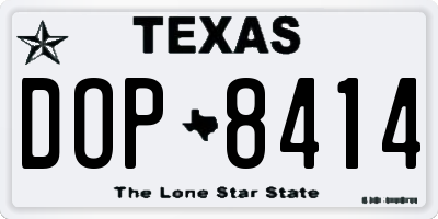 TX license plate DOP8414