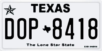 TX license plate DOP8418