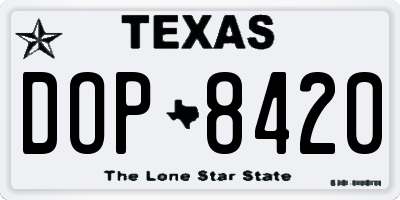 TX license plate DOP8420