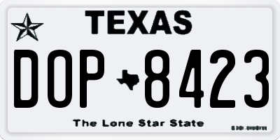 TX license plate DOP8423
