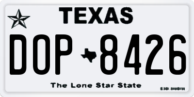 TX license plate DOP8426