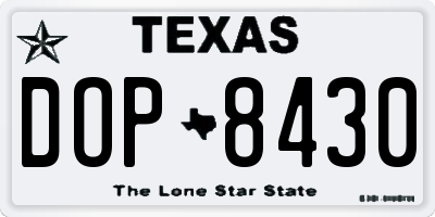 TX license plate DOP8430