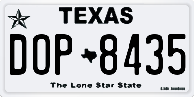 TX license plate DOP8435