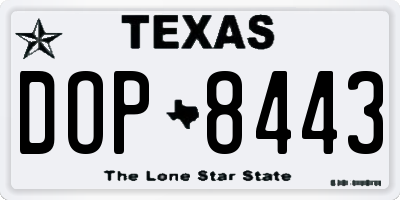 TX license plate DOP8443