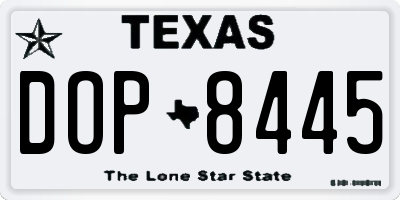 TX license plate DOP8445