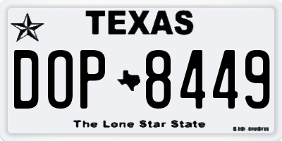 TX license plate DOP8449