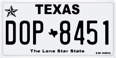 TX license plate DOP8451