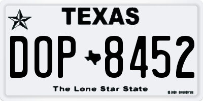 TX license plate DOP8452