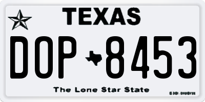 TX license plate DOP8453