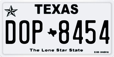 TX license plate DOP8454