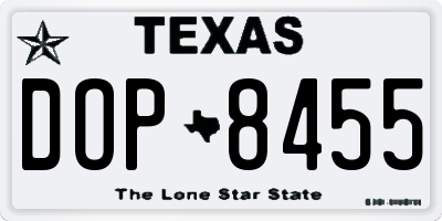 TX license plate DOP8455