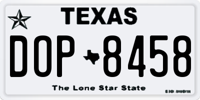 TX license plate DOP8458