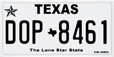 TX license plate DOP8461