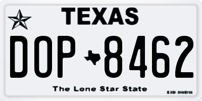 TX license plate DOP8462