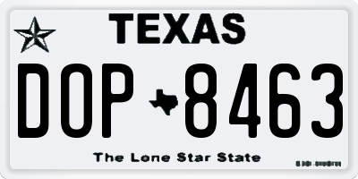 TX license plate DOP8463