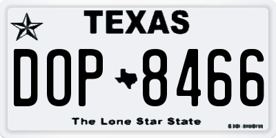 TX license plate DOP8466